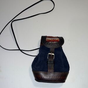 Vintage native leather and suede handmade mini bag